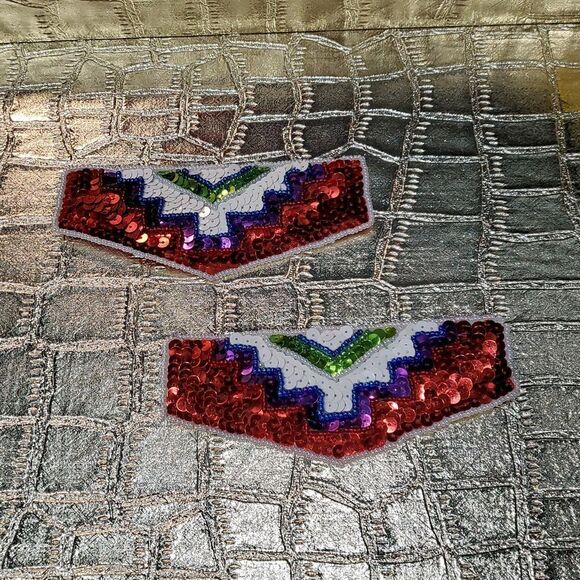 Vintage Other - Vintage Lot/2 Sequin Beads Colorful Geo Sew-On Decorative Patches Costumes 225